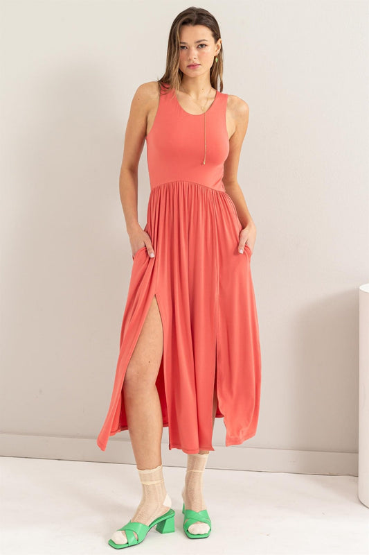 HYFVE Sleeveless Slit Midi Dress-0