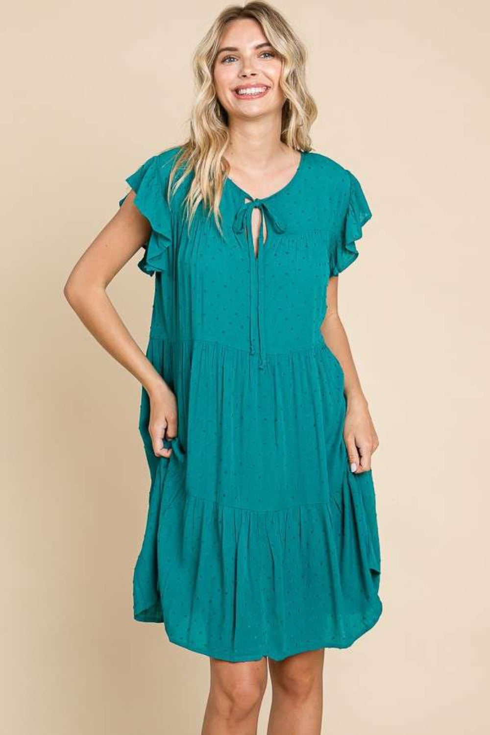 Culture Code Ruffle Cap Sleeve Tiered Dress-3