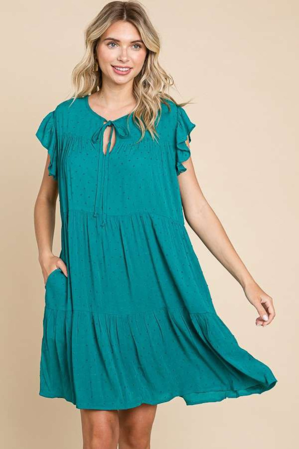 Culture Code Ruffle Cap Sleeve Tiered Dress-0